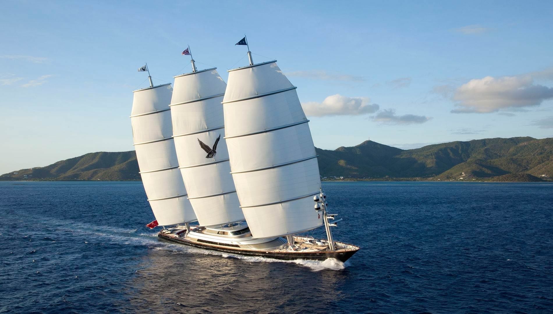 maltese falcon yacht sails dropping
