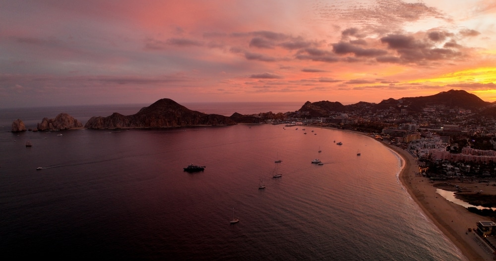 Cabo,San,Lucas,Mexico,Fire,Sky,Orange,Red,Purple,Aerial