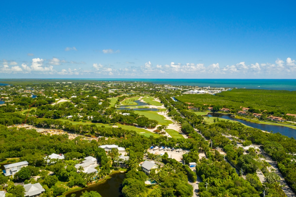 Aerial,Drone,Photo,Ocean,Reef,Club,Key,Largo,Florida,An