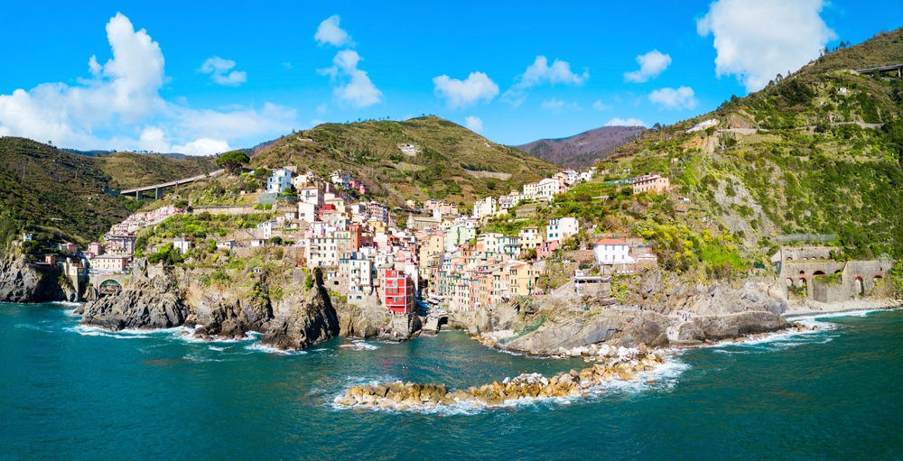 Riomaggiore,Aerial,Panoramic,View.,Riomaggiore,Is,A,Small,Town,In