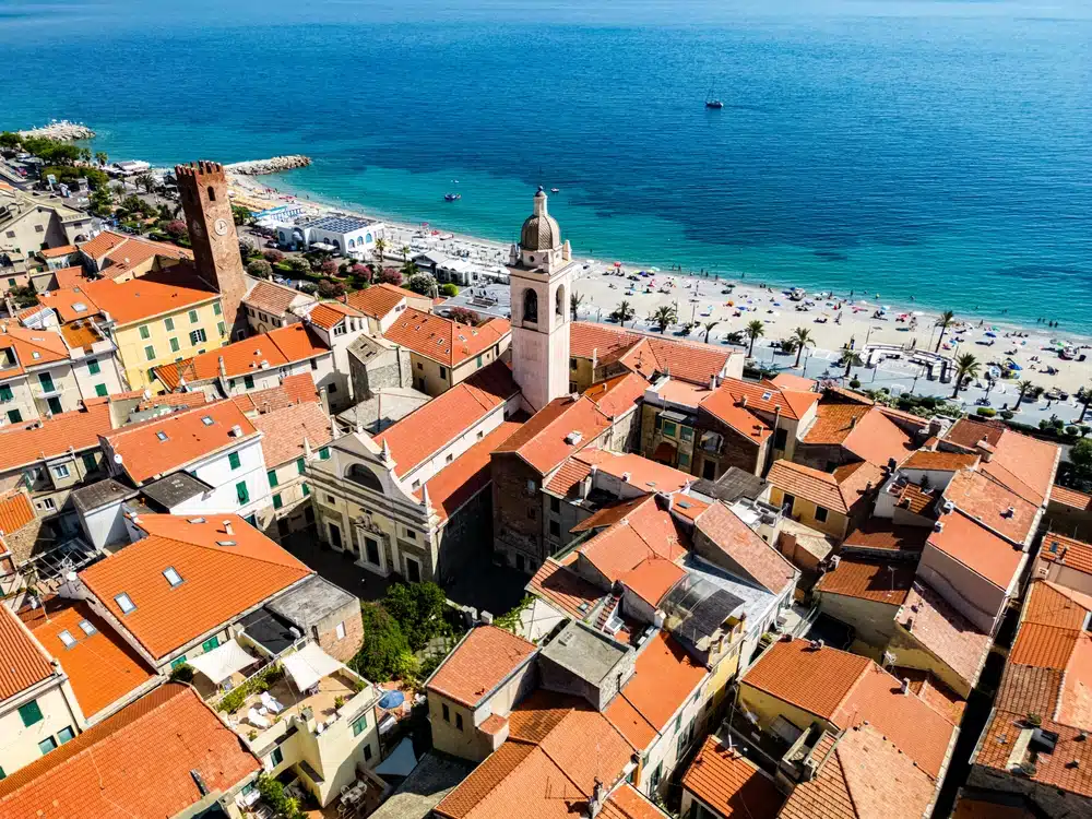 Aerial,View,Of,Noli,On,The,Italian,Riviera,In,The