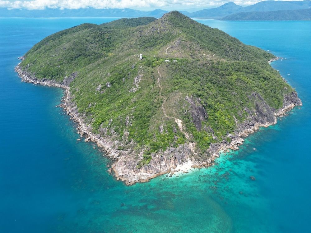 A,Drone,View,Of,The,Fitzroy,Island,Surrounded,By,The