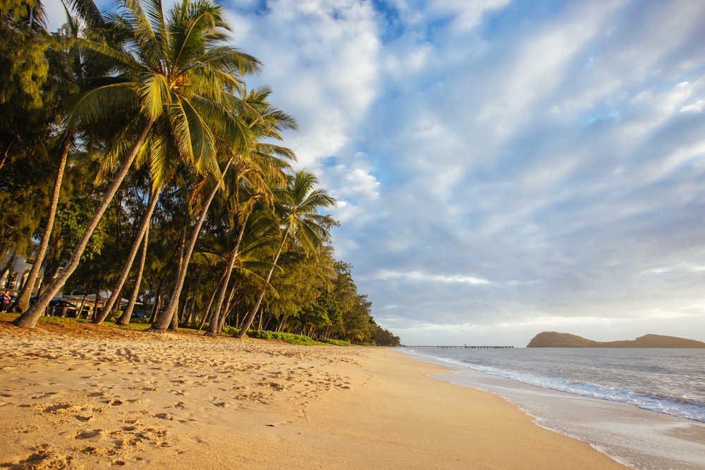 The,Famous,Idyllic,Beachfront,Of,Palm,Cove,At,Sunrise,In