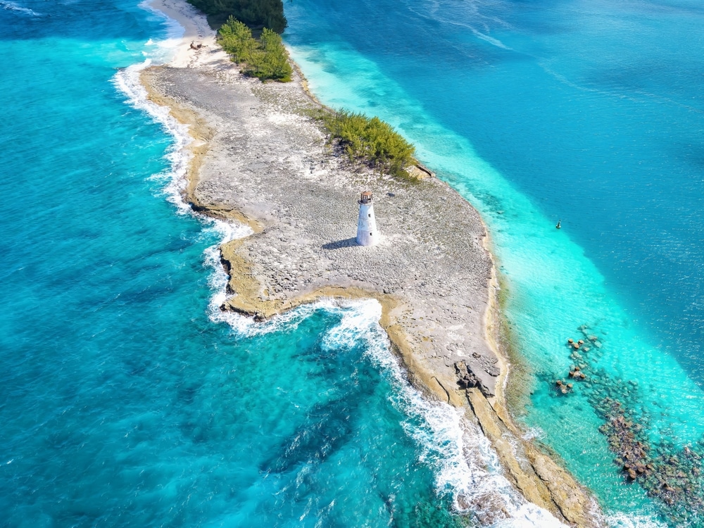 Aerial,View,Of,The,Nassau,Harbour,Lighthouse,On,Paradise,Island