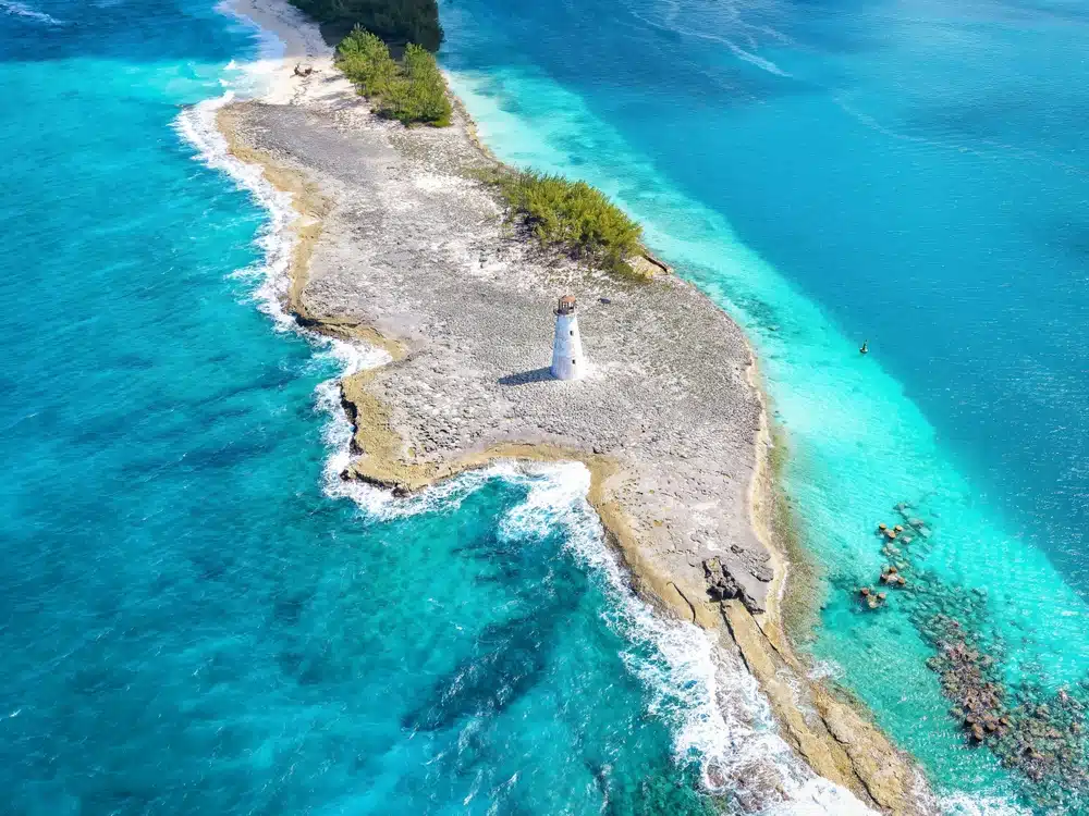 Aerial,View,Of,The,Nassau,Harbour,Lighthouse,On,Paradise,Island