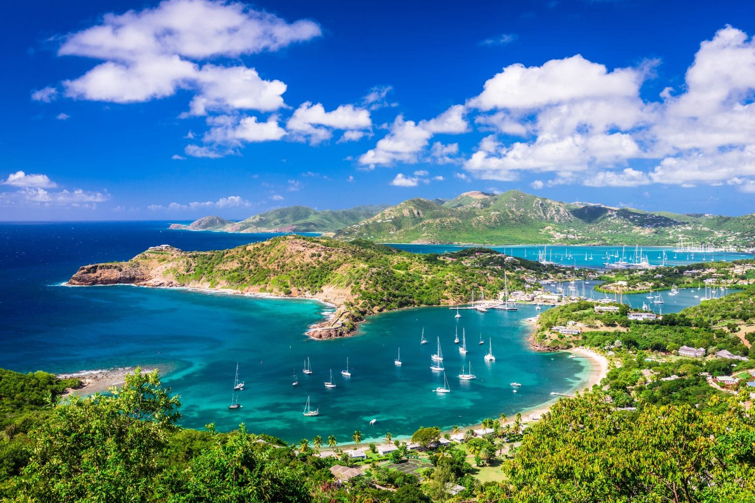 Shirley,Heights,,Overlooking,English,Harbor,In,Antigua.