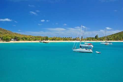 Yachts,Near,Canouan,Island